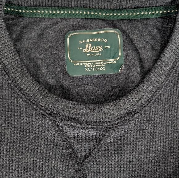 G.H. Bass & Co. Charcoal Long Sleeve Waffle-Knit Thermal Henley Shirt Sized XL - Picture 3 of 8